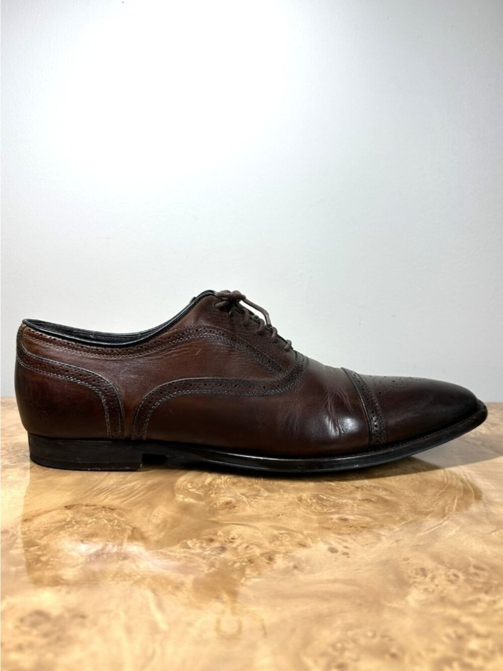 To Boot New York Adam Derrick Mens 12 Brown Leather Cap Toe Brogue Oxfords Italy